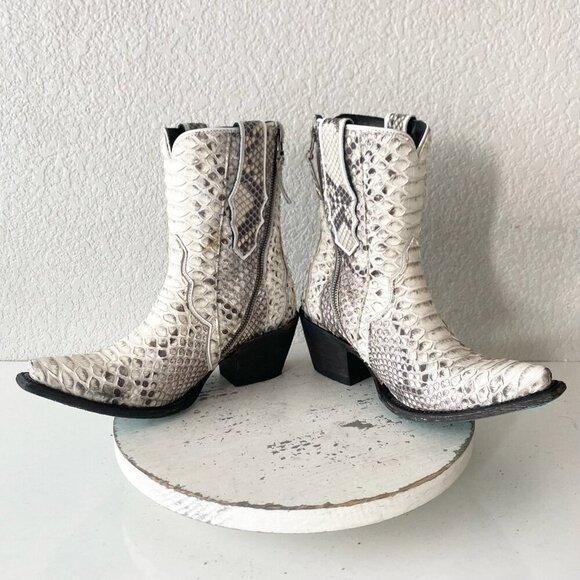 Lane VICKSON Womens Cowboy Bootie 7 SnakeSkin Black Western Cowgirl Short Boots - Picture 7 of 11